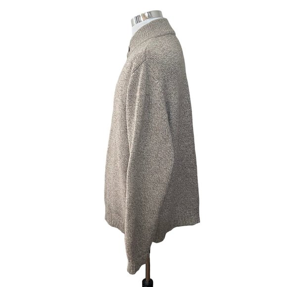 LL Bean Oatmeal Speckle Lambs Wool Knit Henley Front Mens XL - Picture 2 of 6